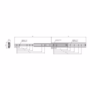 Prowadnica kulkowa DZ5321 / dł. 55 cm / 140 kg / wysuw ponad 100% 