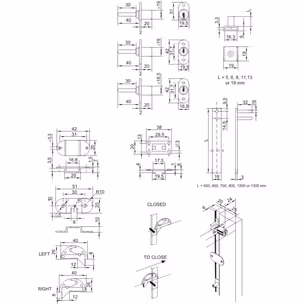 Zamek centralny przedni Siso - niklowany / L-500 / fi 19 mm / zaczep 8 mm