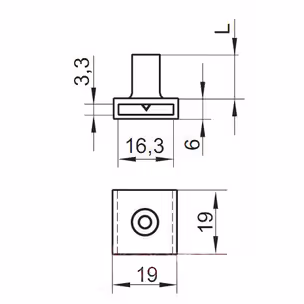 Zamek centralny przedni Siso - niklowany / L-1300 / fi 19 mm / zaczep 13 mm