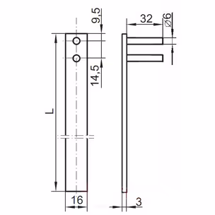 Zamek centralny przedni Siso - niklowany / L-1300 / fi 19 mm / zaczep 13 mm