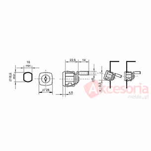 Zamek do drzwi metalowych Siso X-44/D - chrom