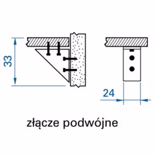 Złącza meblowe podwójne Valcomp - wiśnia