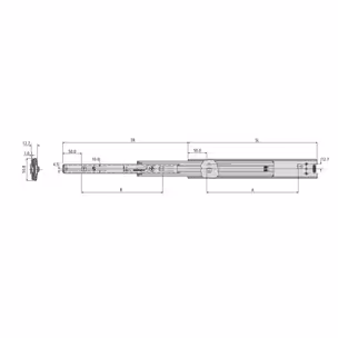 Prowadnica kulkowa DZ3320-50 / dł. 40 cm / 60 kg / wysuw ponad 100% 