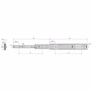 Prowadnica kulkowa DZ3320-50 / dł. 65 cm / 60 kg / wysuw ponad 100% 