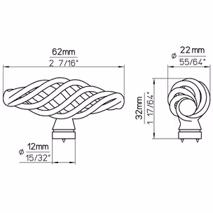 Gałka CAGE 1268 - czarny mat / 62 mm