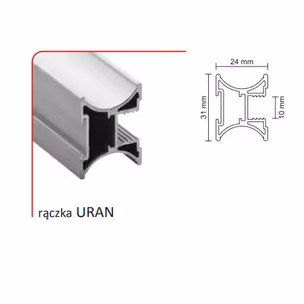 Rączka URAN 10/P do drzwi przesuwnych - srebrny / dł. 270 cm