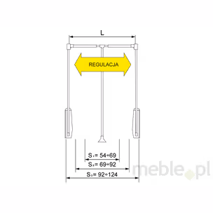 Pantograf aluminiowy Valcomp - czarny / 83-115 cm