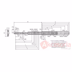 Prowadnica kulkowa 9308-0016 Z Blokadą 100% dł.40.64cm PRAWA