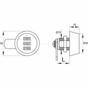Zamek szyfrowy Siso DOME / fi 19 mm