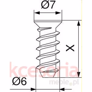 Wkręt EURO 662 / fi 6 mm / dł. 13 mm / łeb wpuszczany