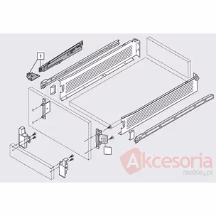 Szuflada METABOX 320N z hamulcem / wys. N=54 mm / dł. 50 cm / 25 kg / wysuw 75% / kremowy
