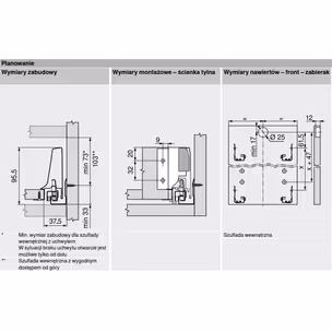 Szuflada wewnętrzna TANDEMBOX ANTARO z hamulcem / wys. M=83 mm / dł. 45 cm / 30 kg / biały