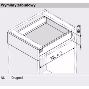 Szuflada z dnem i tyłem TANDEMBOX ANTARO / wys. M=83 mm / dł. 55 cm / szer. 80 cm / szary
