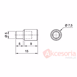 Podpórka półki KDS-082 metalowa z gumką / fi 5 mm / 1000 szt.