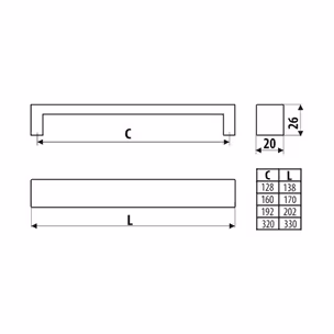 Uchwyt aluminiowy UA59 - biały połysk / rozstaw 160 mm