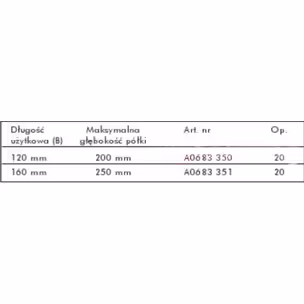Metalowe ramię niewidoczne do półek Wurth A0683350 / dł. 120 mm