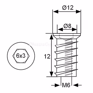 Mufa koł. M Siso - ocynk / M6x12 mm / fi 8 mm / 100 szt.