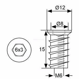 Mufa koł. M Siso - ocynk / M6x15 mm / fi 8 mm / 100 szt.