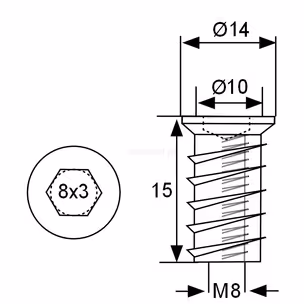 Mufa koł. M Siso - ocynk / M8x15 mm / fi 10 mm / 100 szt.