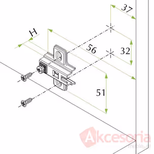 Prowadnik krzyżakowy zawiasu FGV H=4 z EURO metal nikiel