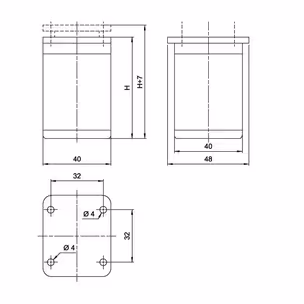 Nóżka kwadratowa D-861 z regulacją - aluminium / wys. 6 cm