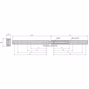 Prowadnica nierdzewna DS3031 do wysokich temperatur / dł. 35 cm / 70 kg / wysuw 100% 