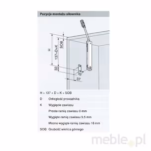 Siłownik Tip-On AVENTOS HK-XS / średni LF 500-1200