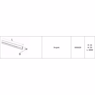 Drążek owalny zamknięty Aluprofil z nakładką - aluminium/biały / dł. 295 cm