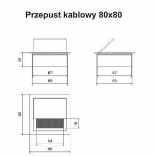 Przepust kablowy kwadratowy K262 - aluminium / 80x80 mm