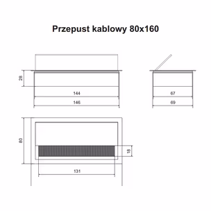 Przepust kablowy prostokątny K262 - aluminium / 160x80 mm