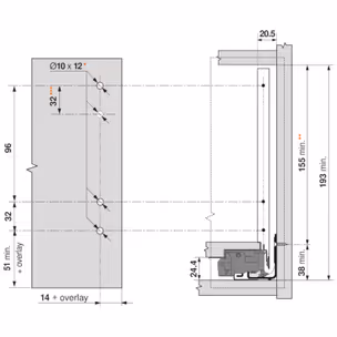 Mocowanie frontu szuflady LEGRABOX / wys. C, F