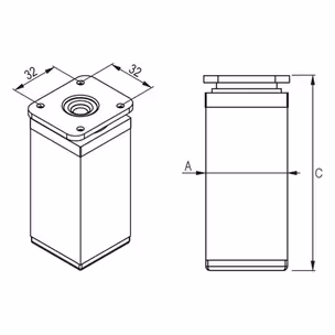 Stopka 40x40 regulowana (FE) H60mm (STALKW60PS-SRIN) aluminium INOX