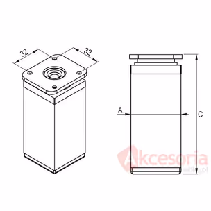 Stopka 40x40 regulowana (FE) H100mm. (STALKW100CR/SZ) aluminium chrom