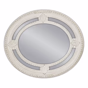 Lustro owalne PU027 62x72 - przecierany biały