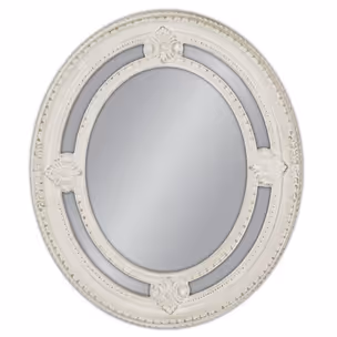 Lustro owalne PU027 62x72 - przecierany biały