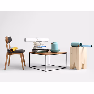 Stolik TENSIO SOLID WOOD 80 - dąb/czarny