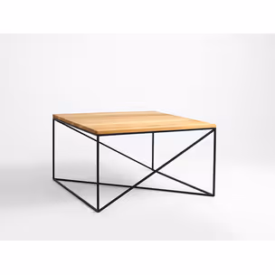 Stolik MEMO SOLID WOOD 100x100 - naturalny/czarny