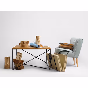 Stolik MEMO SOLID WOOD 100x100 - naturalny/czarny