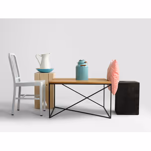 Stół kawowy MEMO SOLID WOOD 80 - naturalny/czarny