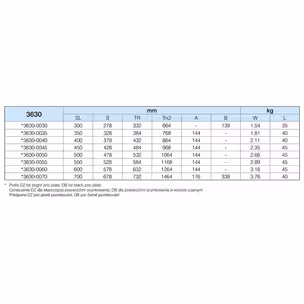 Prowadnica kulkowa DZ3630 / dł. 55 cm / 45 kg / 2-stronny wysuw 100%