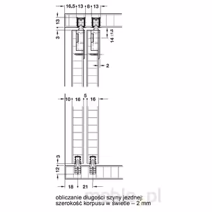 Szyna Jezdna Górna System FINGER FIX INFRONT Czarna 200CM