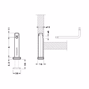 Regulator poziomu 306 CAMAR wbijany w bok płyty / wys. 120 mm