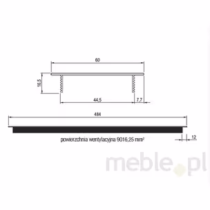 Kratka wentylacyjna 60x484 aluminium C-35 czarny anodowany mat