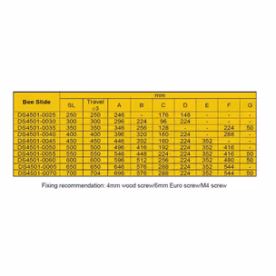 Prowadnica nierdzewna DS4501 / dł. 50 cm / 45 kg / wysuw 100%