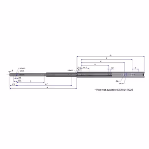 Prowadnica nierdzewna DS4501 / dł. 50 cm / 45 kg / wysuw 100%