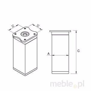 Stopka 40x40 regulowana (CK40.ZP) H100mm. aluminium/tworzywo sztuczne C-35 czarny anodowany mat