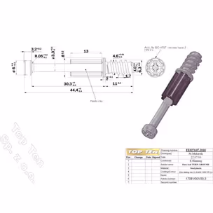 Trzpień do mimośrodu 6.3×30.3mm z gwintem euro 11mm
