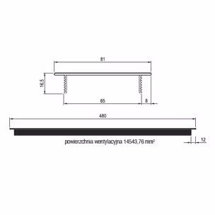 Kratka wentylacyjna 80 x 480 mm - złoty mat