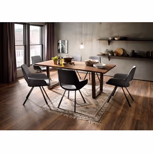 Stół drewniany CALABRIA z blatem 5.5 cm - orzech
