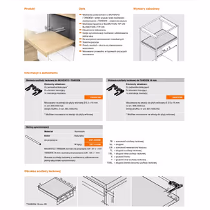 Blokada szuflady tackowej TANDEM 560F, 561F - ciemnoszary / gr. boku 19 mm